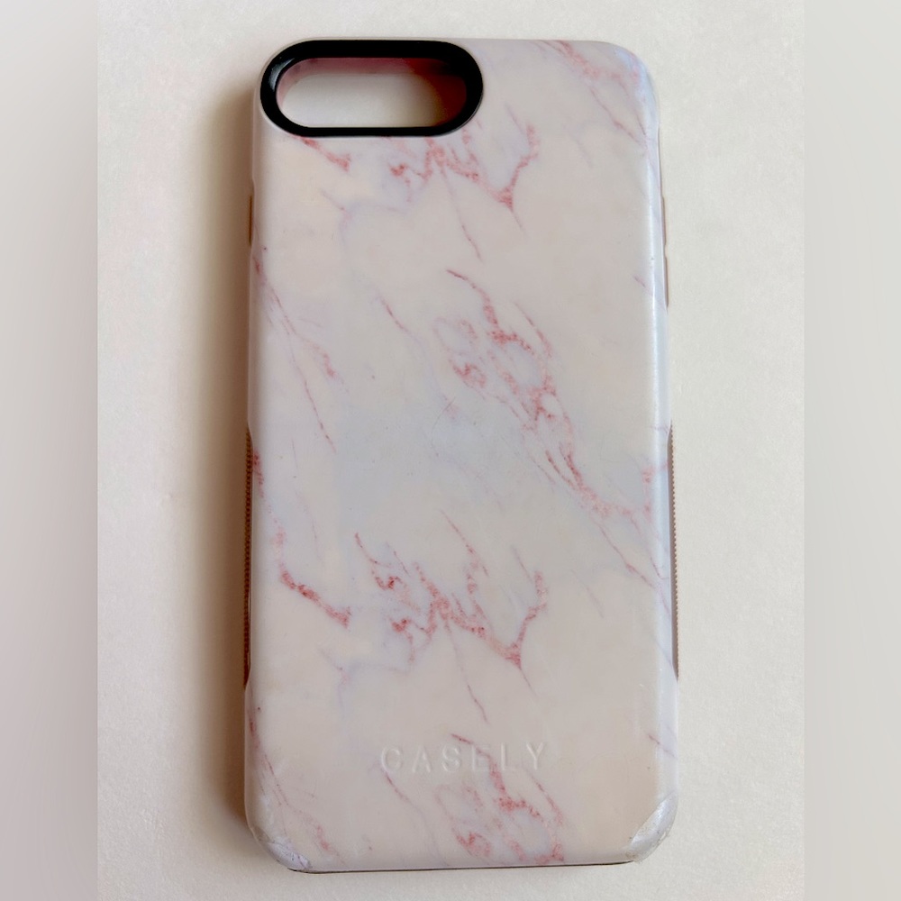 Casely bold iPhone 6/7/8 Plus protective case - white and pink marble